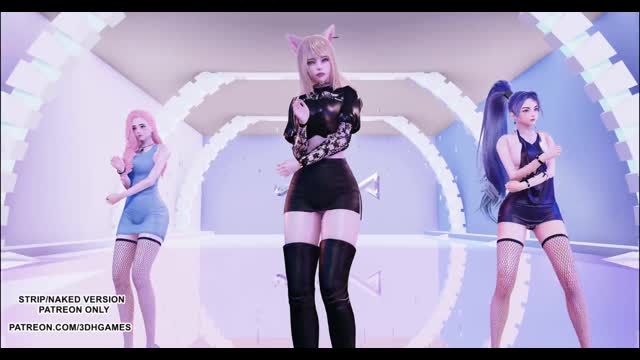 [MMD] Stellar - Vibrato 舞蹈 Ahri Seraphine Kaisa KDA 英雄联盟 火辣的Kpop舞蹈 色情 4K 60FPS